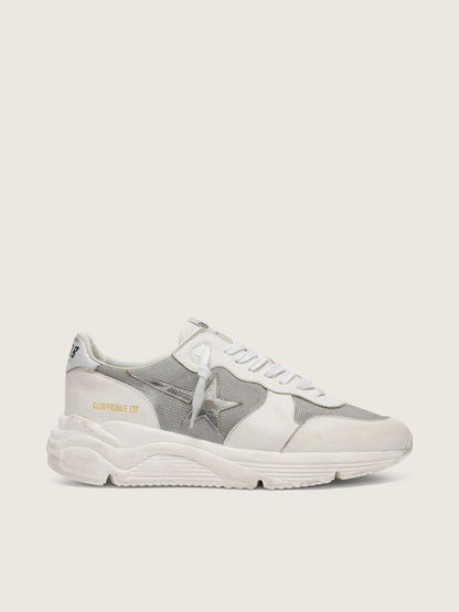 Women’s Running Sole in mesh and nubuck with silver metallic leather star - Golden Goose Women
