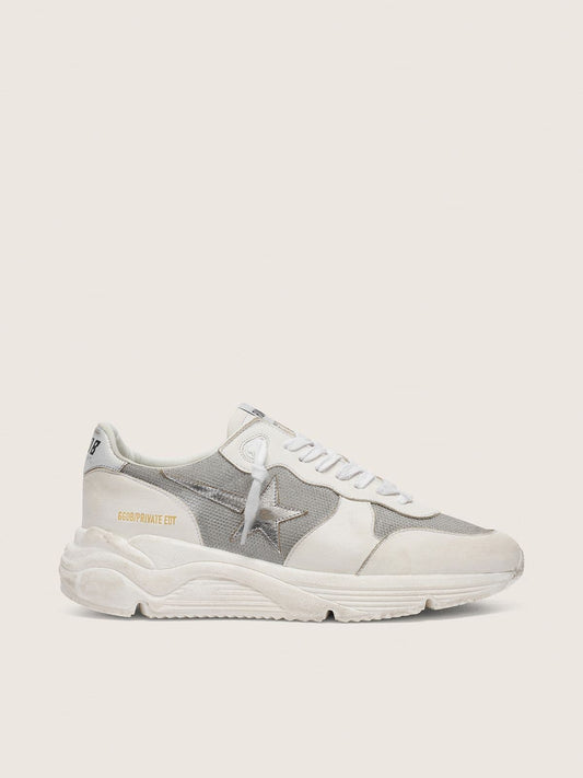 Women’s Running Sole in mesh and nubuck with silver metallic leather star - Golden Goose Women