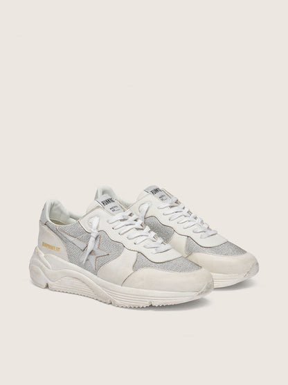 Women’s Running Sole in mesh and nubuck with silver metallic leather star - Golden Goose Women