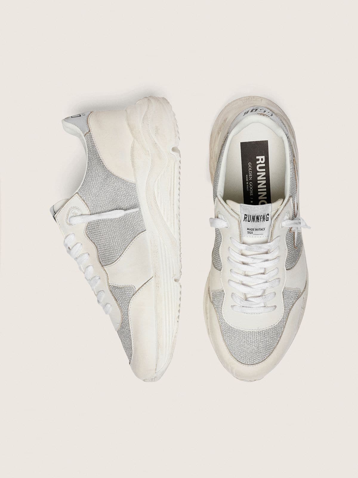 Women’s Running Sole in mesh and nubuck with silver metallic leather star - Golden Goose Women