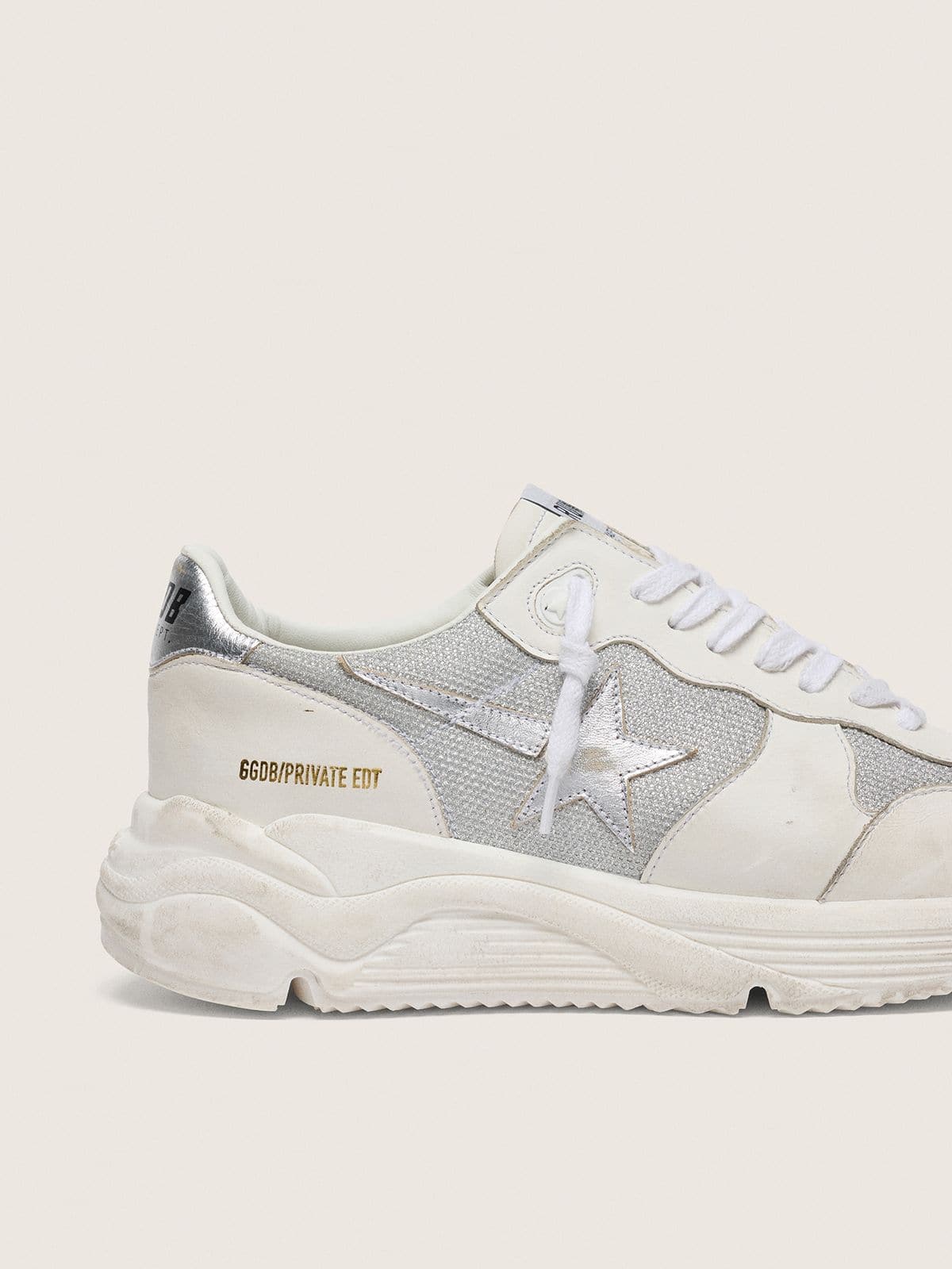 Women’s Running Sole in mesh and nubuck with silver metallic leather star - Golden Goose Women