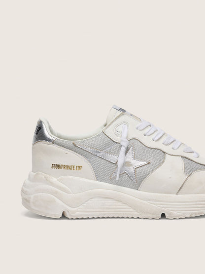Women’s Running Sole in mesh and nubuck with silver metallic leather star - Golden Goose Women