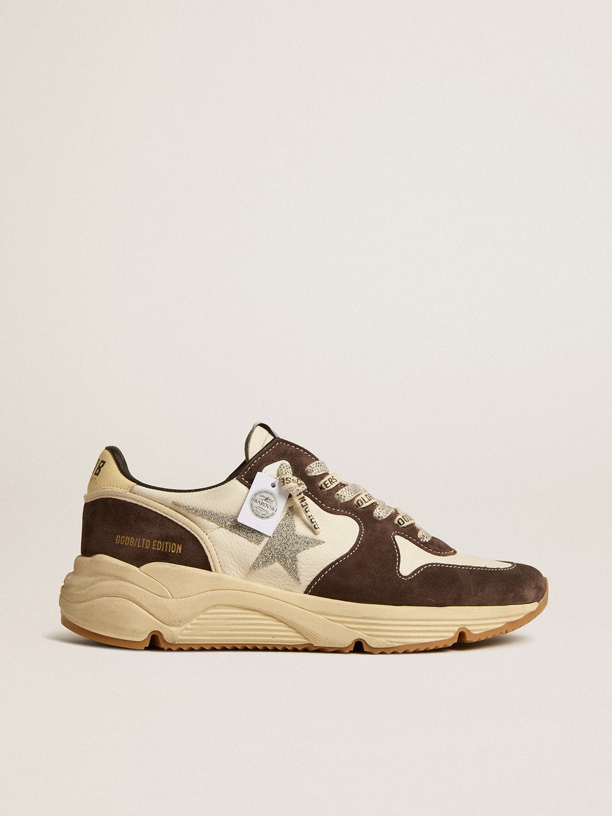 Women's Running Sole  in nappa and brown suede with a Swarovski crystal star - Golden Goose Women