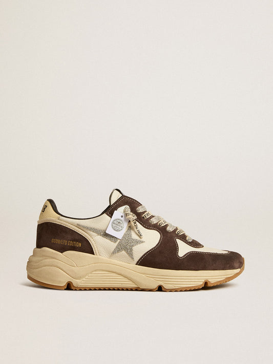 Women's Running Sole  in nappa and brown suede with a Swarovski crystal star - Golden Goose Women