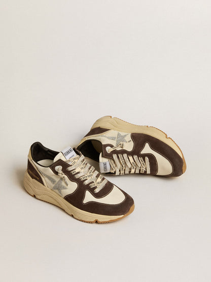 Women's Running Sole  in nappa and brown suede with a Swarovski crystal star - Golden Goose Women