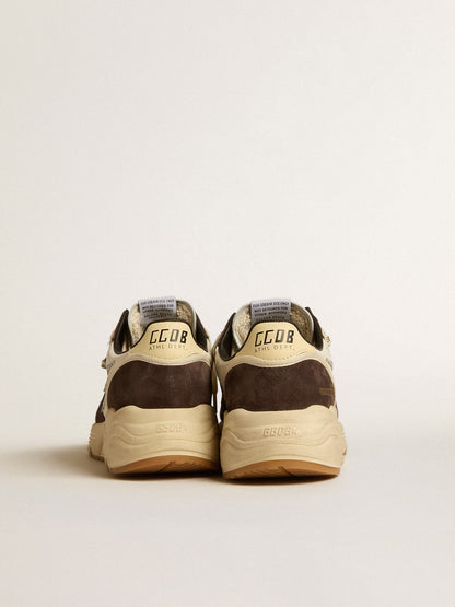 Women's Running Sole  in nappa and brown suede with a Swarovski crystal star - Golden Goose Women