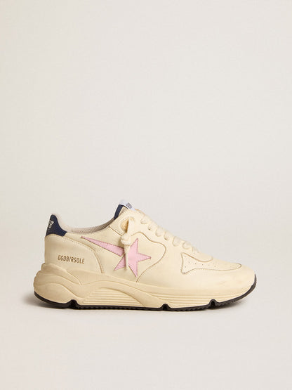 Women's Running Sole in nappa leather with pink leather star and blue leather heel tab - Golden Goose Women