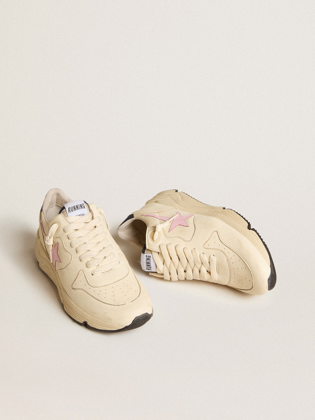Women's Running Sole in nappa leather with pink leather star and blue leather heel tab - Golden Goose Women