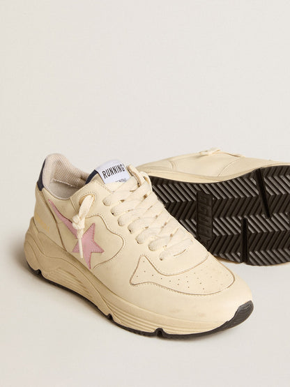 Women's Running Sole in nappa leather with pink leather star and blue leather heel tab - Golden Goose Women