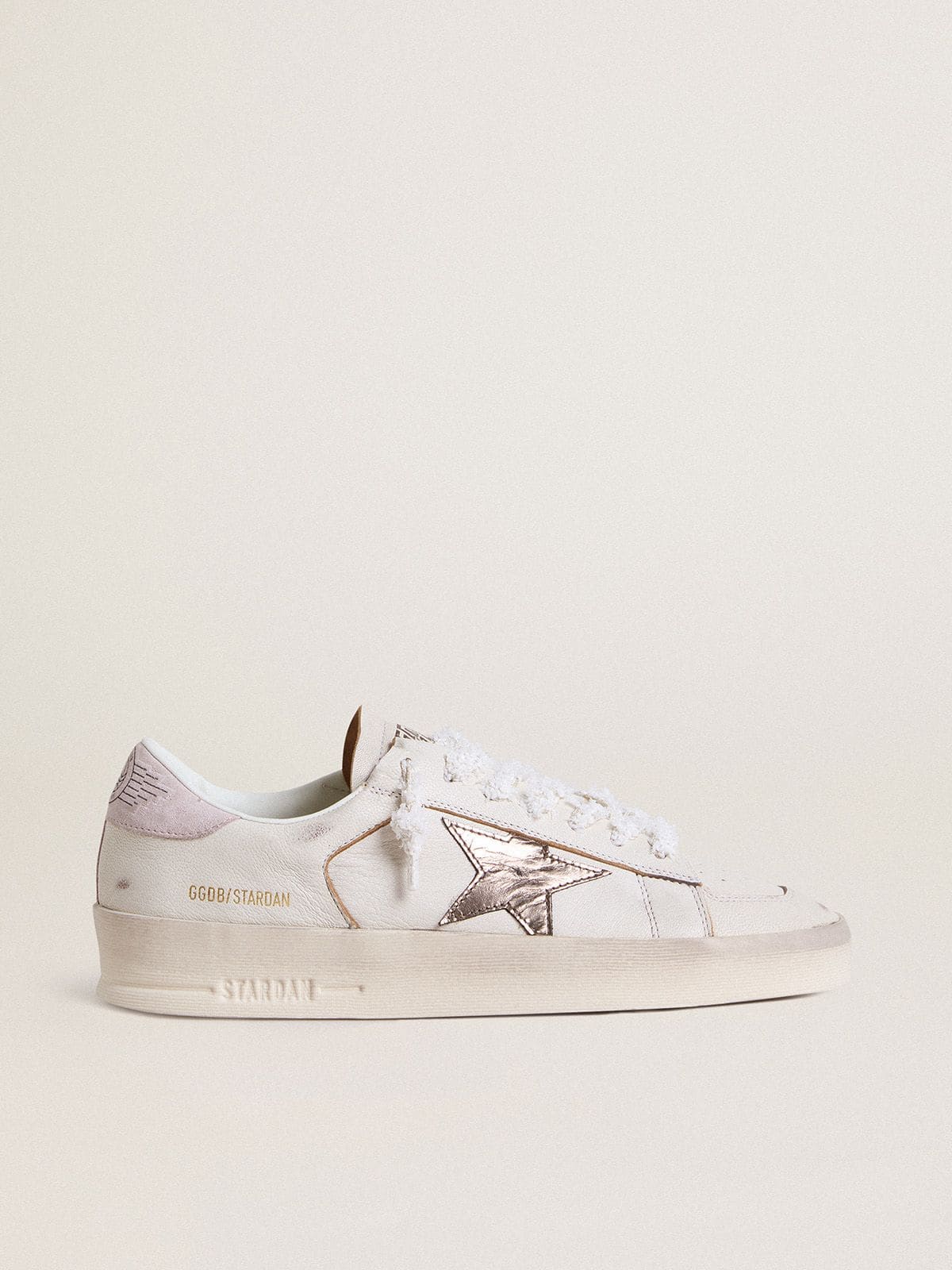 Stardan in nappa leather with metallic silver leather star and pink suede heel tab - Golden Goose Women