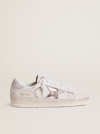 Stardan in nappa leather with metallic silver leather star and pink suede heel tab - Golden Goose Women