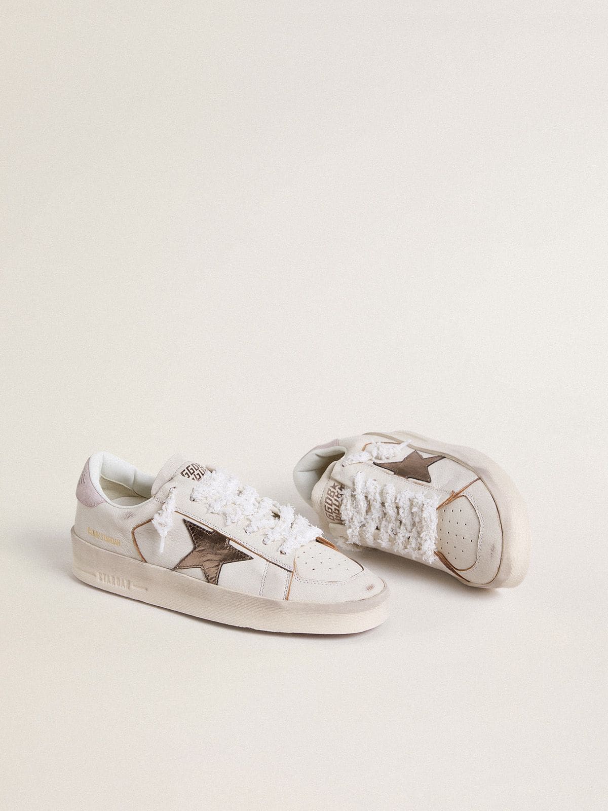 Stardan in nappa leather with metallic silver leather star and pink suede heel tab - Golden Goose Women