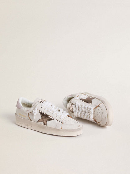 Stardan in nappa leather with metallic silver leather star and pink suede heel tab - Golden Goose Women