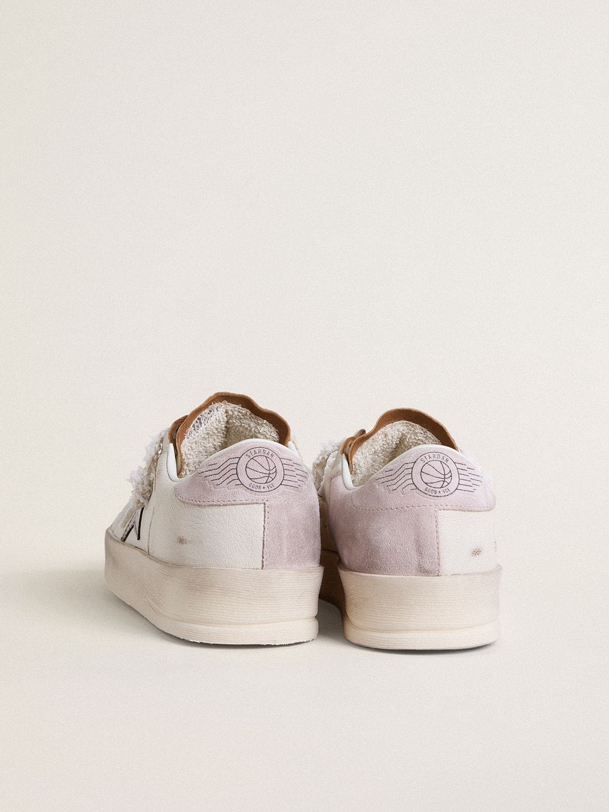 Stardan in nappa leather with metallic silver leather star and pink suede heel tab - Golden Goose Women