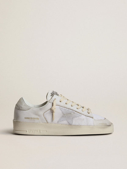 Stardan LTD in white leather with star and heel tab in ice-gray suede - Golden Goose Women