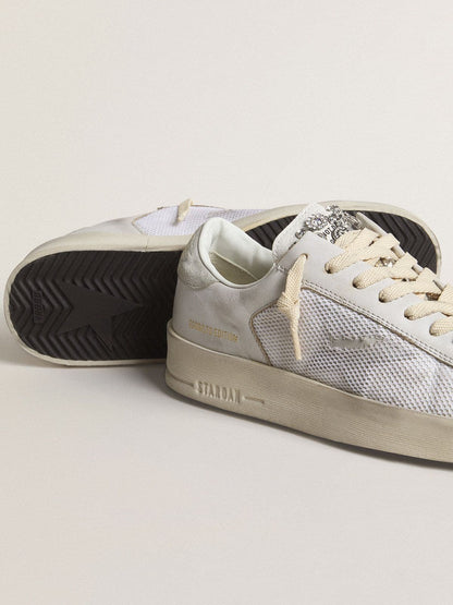 Stardan LTD in white leather with star and heel tab in ice-gray suede - Golden Goose Women