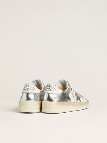 Stardan in silver foiled leather with white heel tab - Golden Goose Women