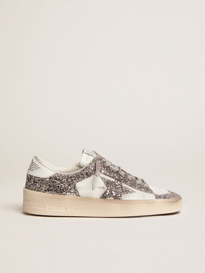 Women’s Stardan sneakers with silver glitter | Golden Goose - Golden Goose Women