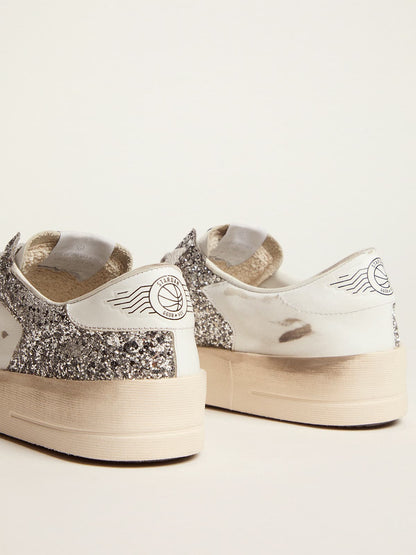 Women’s Stardan sneakers with silver glitter | Golden Goose - Golden Goose Women