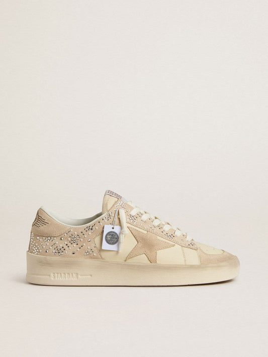 Stardan in cream-colored suede and leather with Swarovski and a suede star - Golden Goose Women