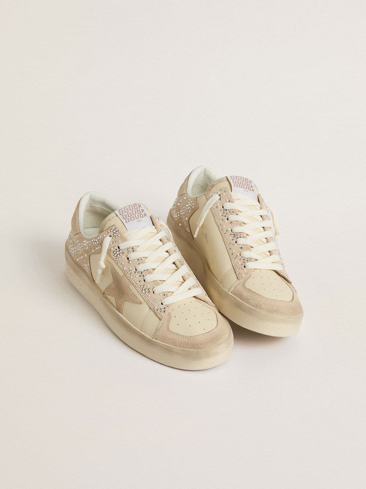Stardan in cream-colored suede and leather with Swarovski and a suede star - Golden Goose Women