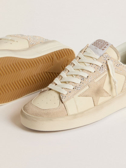 Stardan in cream-colored suede and leather with Swarovski and a suede star - Golden Goose Women
