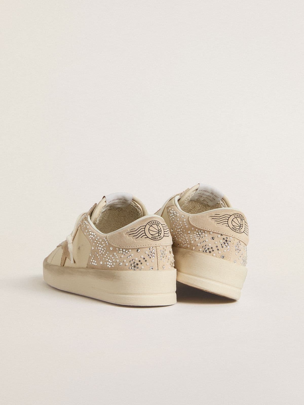 Stardan in cream-colored suede and leather with Swarovski and a suede star - Golden Goose Women