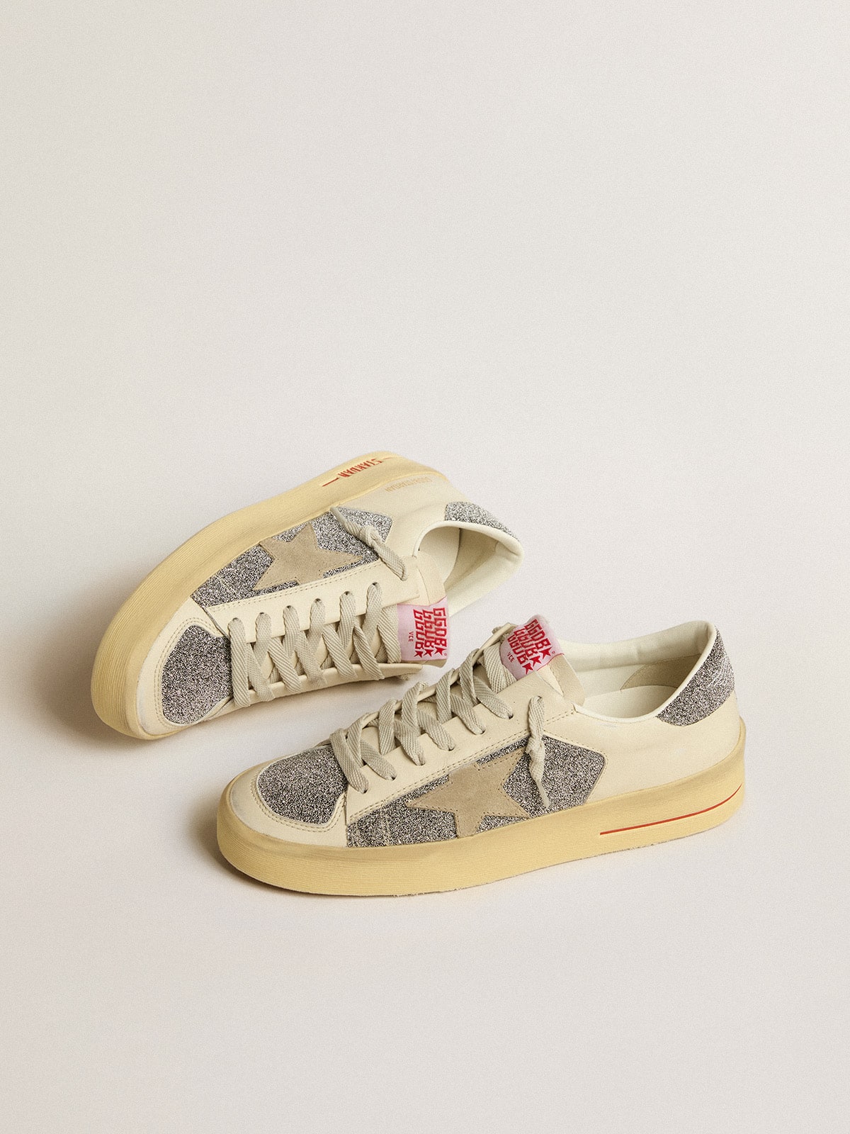 Women's Stardan in suede with sand star and silver Swarovski crystal inserts - Golden Goose Women