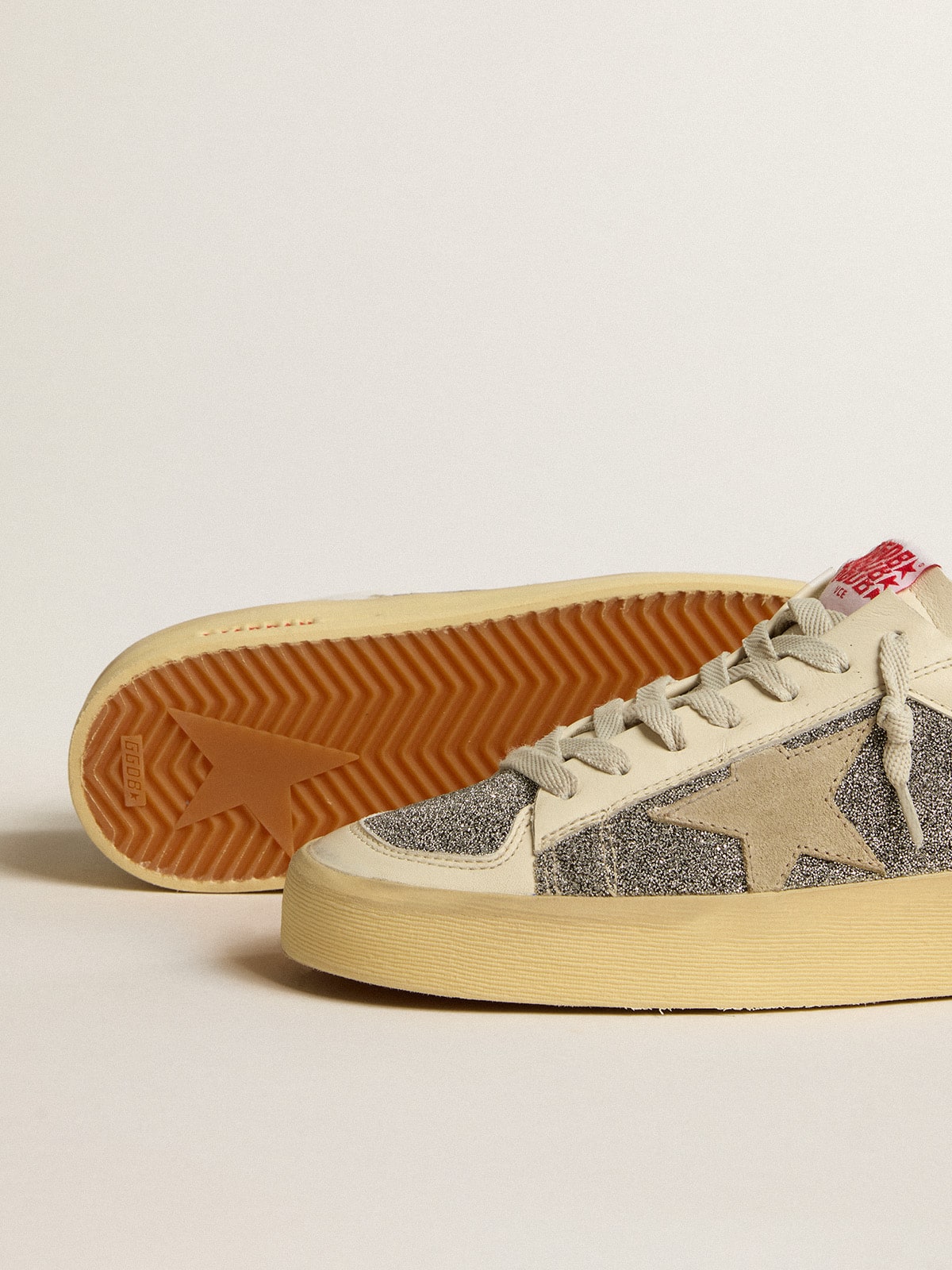 Women's Stardan in suede with sand star and silver Swarovski crystal inserts - Golden Goose Women