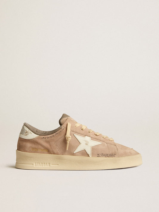 Women's Stardan in old rose suede with white leather star and heel tab - Golden Goose Women