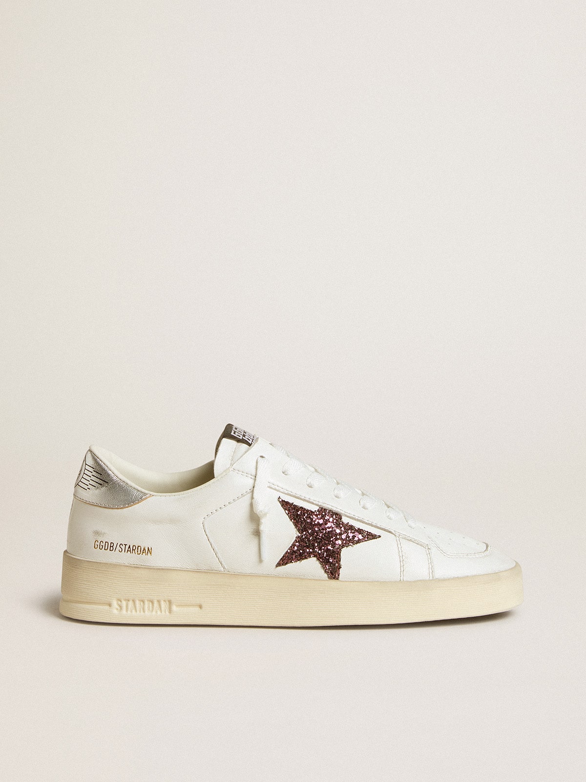 Women's Stardan in nappa with glitter star and metallic leather heel tab - Golden Goose Women
