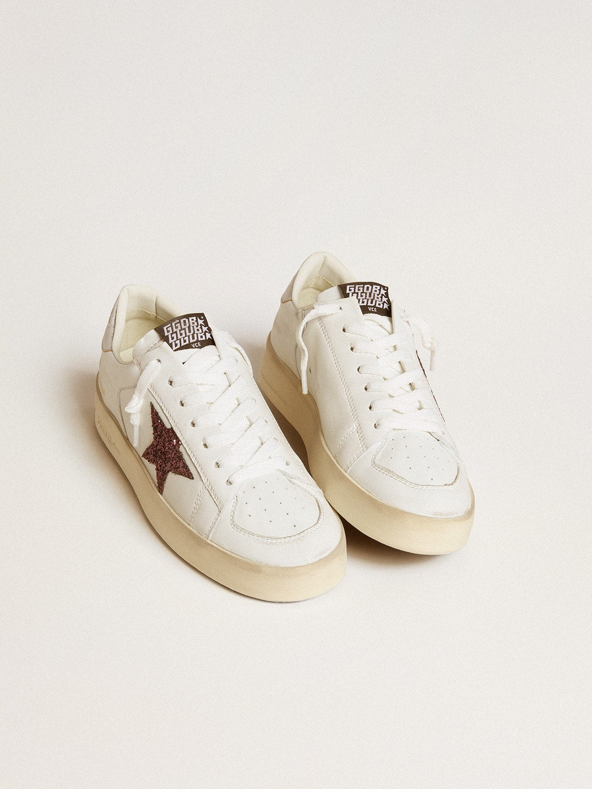 Women's Stardan in nappa with glitter star and metallic leather heel tab - Golden Goose Women