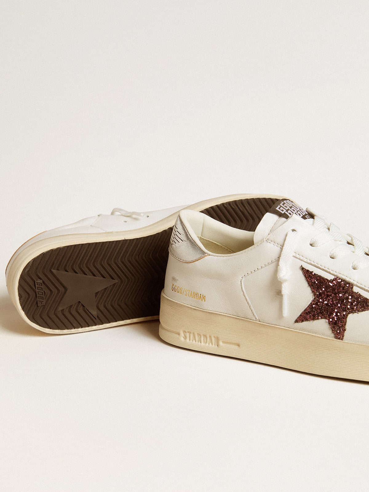 Women's Stardan in nappa with glitter star and metallic leather heel tab - Golden Goose Women