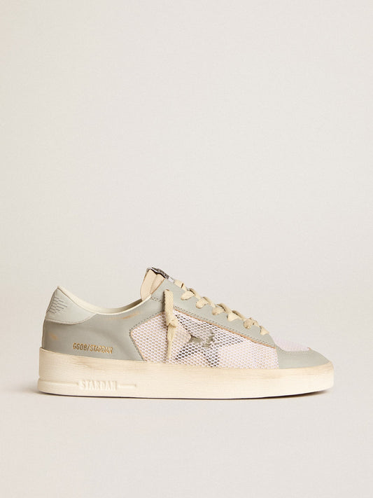 Stardan in gray nappa leather and white mesh with gray leather star - Golden Goose Women