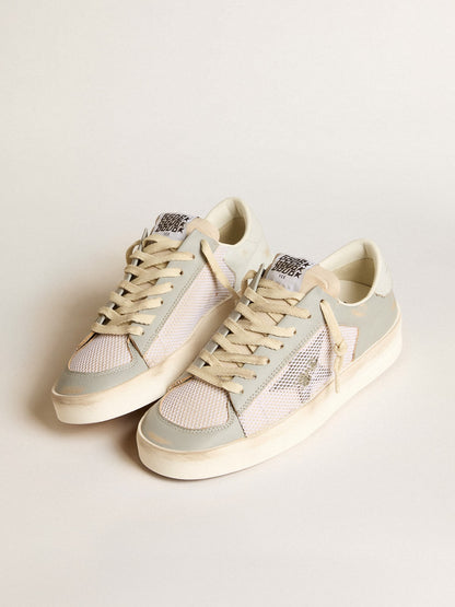 Stardan in gray nappa leather and white mesh with gray leather star - Golden Goose Women