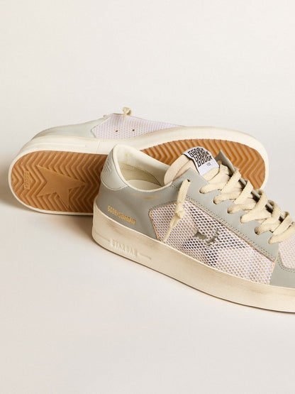Stardan in gray nappa leather and white mesh with gray leather star - Golden Goose Women