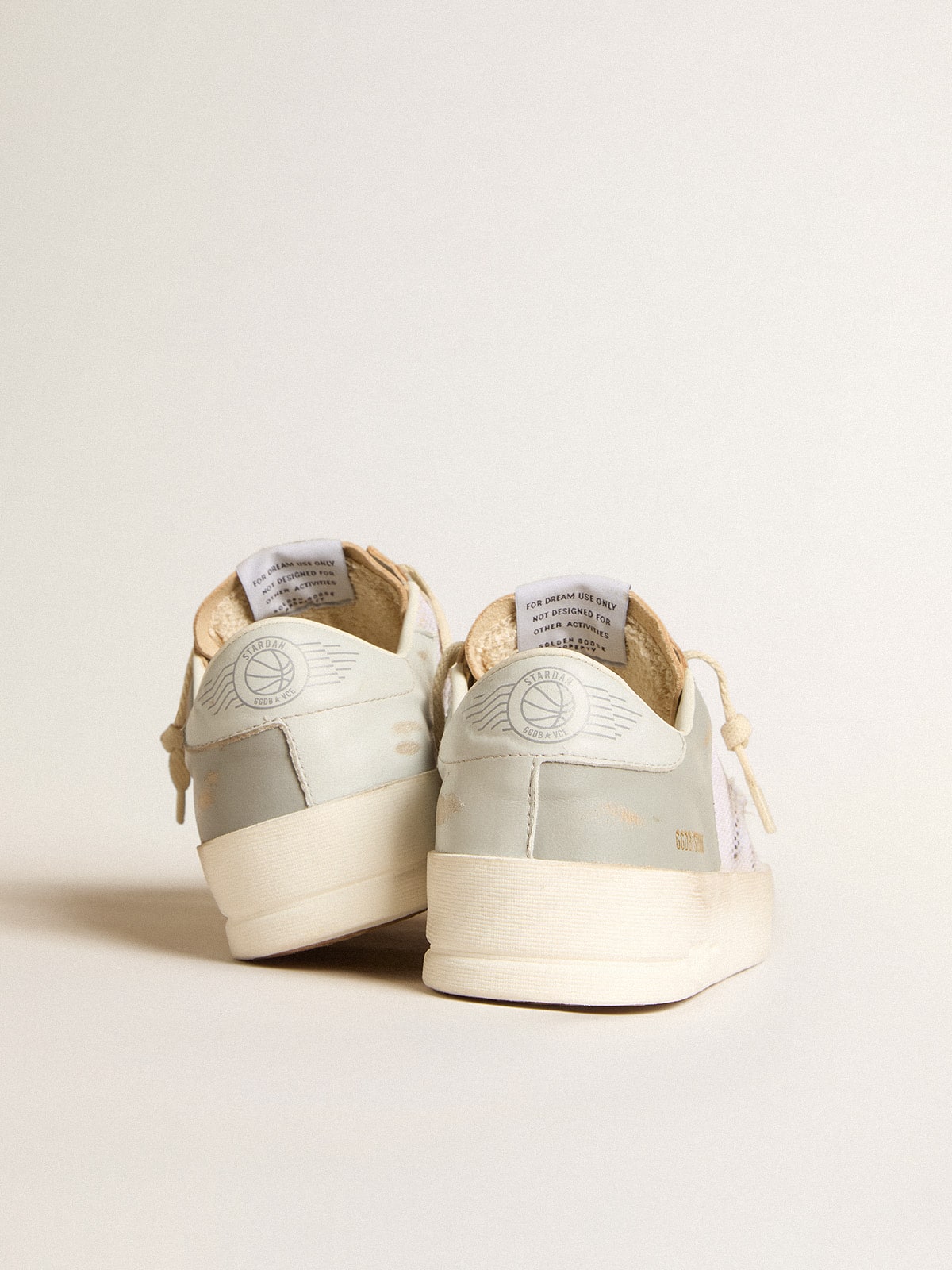 Stardan in gray nappa leather and white mesh with gray leather star - Golden Goose Women