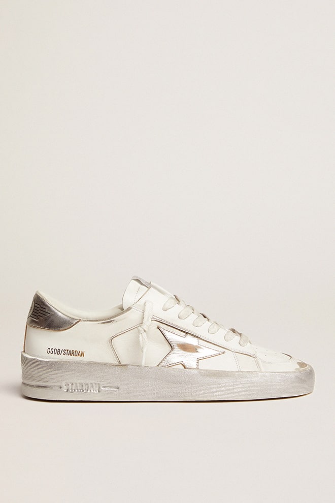 Stardan sneakers with silver metallic leather star and heel tab - Golden Goose Women