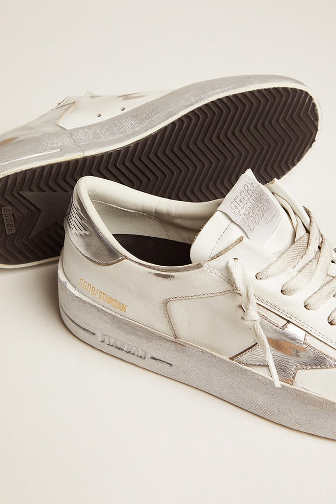 Stardan sneakers with silver metallic leather star and heel tab - Golden Goose Women
