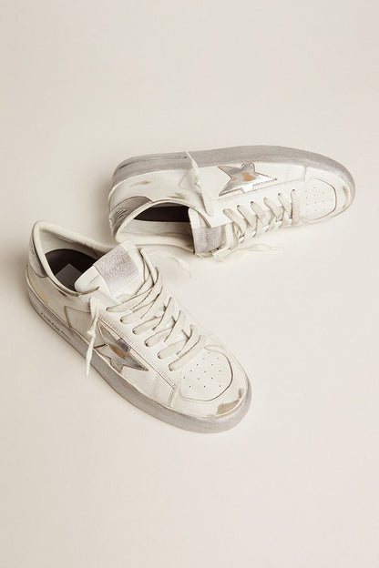 Stardan sneakers with silver metallic leather star and heel tab - Golden Goose Women
