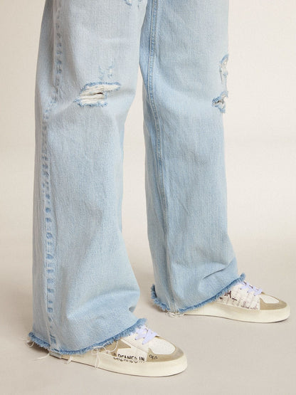 Stardan with beige suede star and toe and all-over lettering and patterns - Golden Goose Women