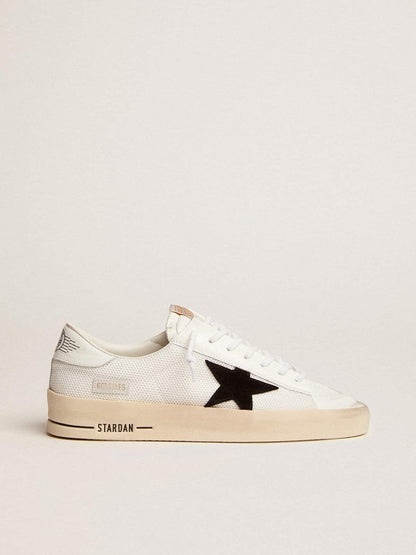 Stardan with white leather and mesh inserts and black suede star - Golden Goose Women