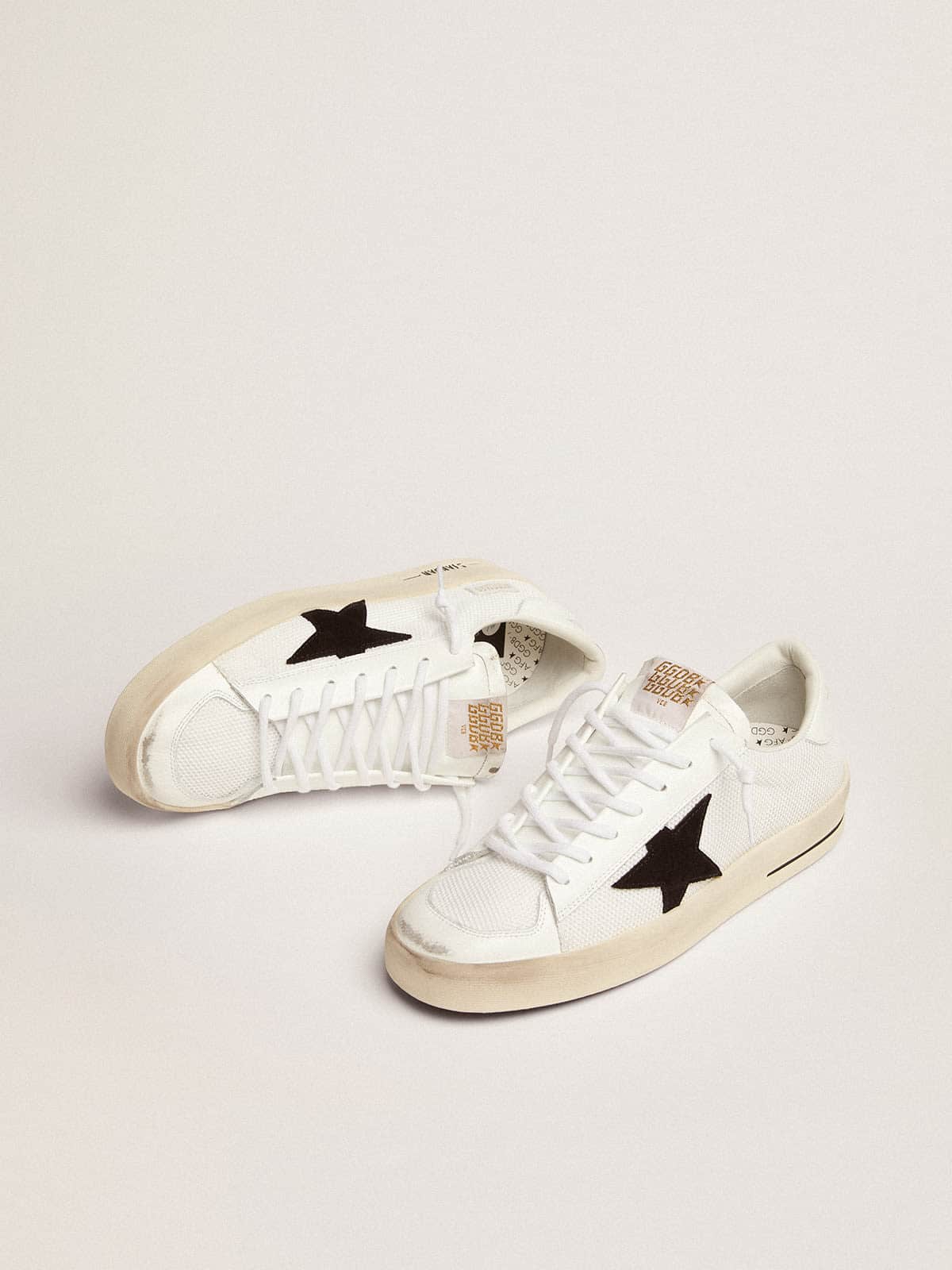 Stardan with white leather and mesh inserts and black suede star - Golden Goose Women