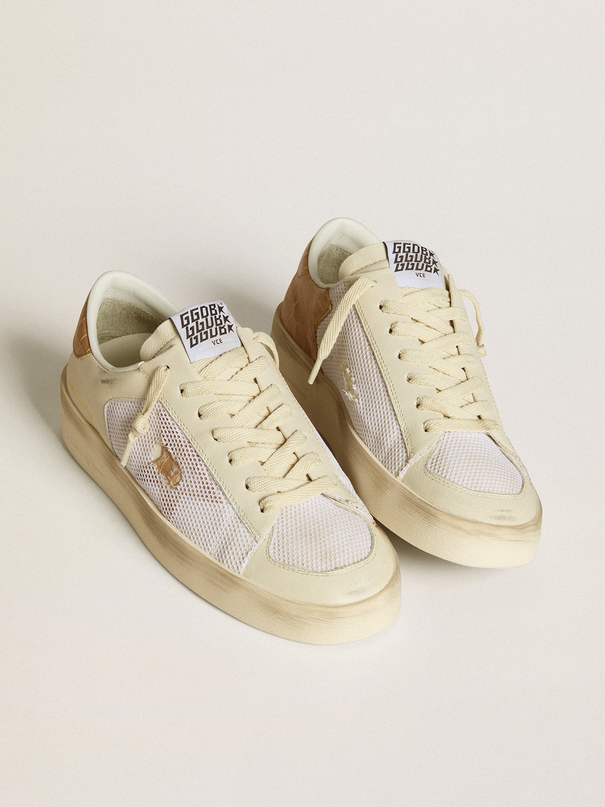 Women's Stardan LTD with beige leather star and crocodile beige leather heel tab - Golden Goose Women