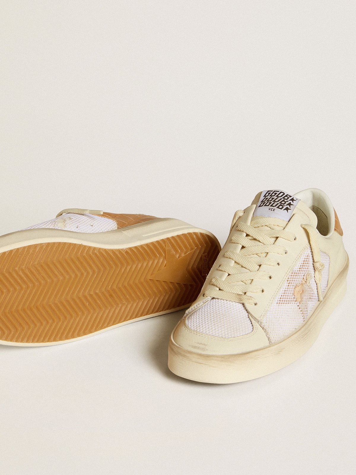 Women's Stardan LTD with beige leather star and crocodile beige leather heel tab - Golden Goose Women