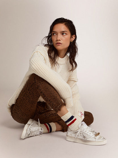 Stardan sneakers in white leather with lived-in treatment - Golden Goose Women