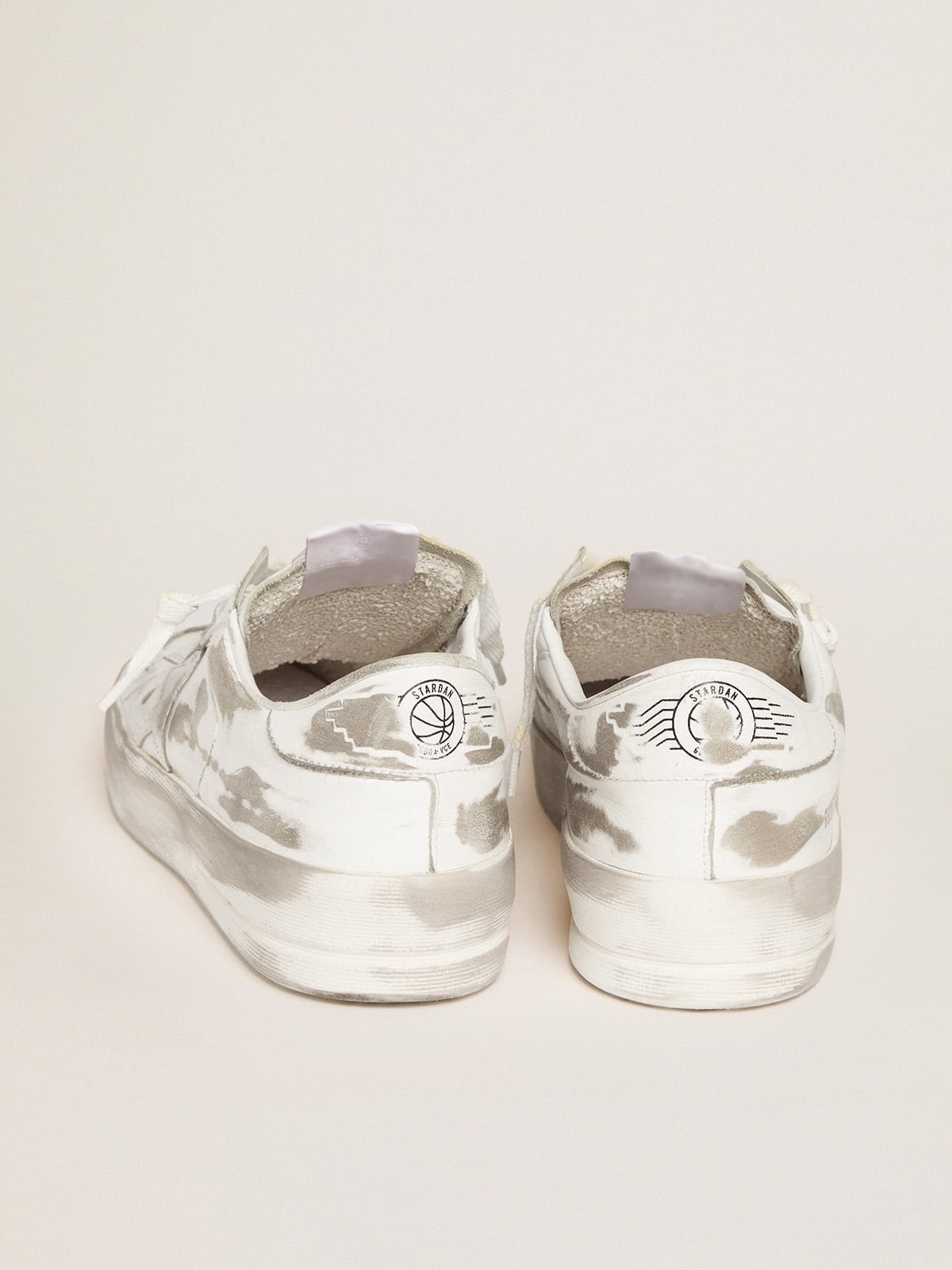 Stardan sneakers in white leather with lived-in treatment - Golden Goose Women
