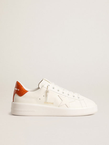 Women’s Purestar with white leather star and orange heel tab - Golden Goose Women
