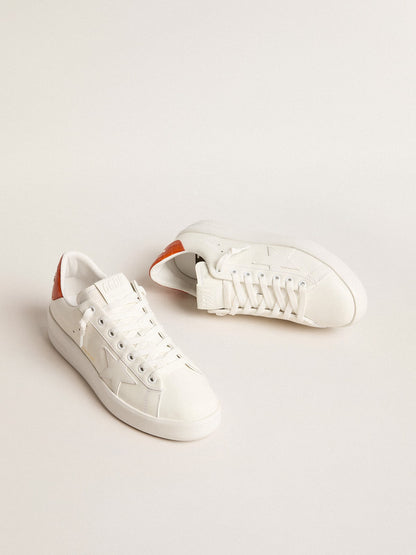 Women’s Purestar with white leather star and orange heel tab - Golden Goose Women