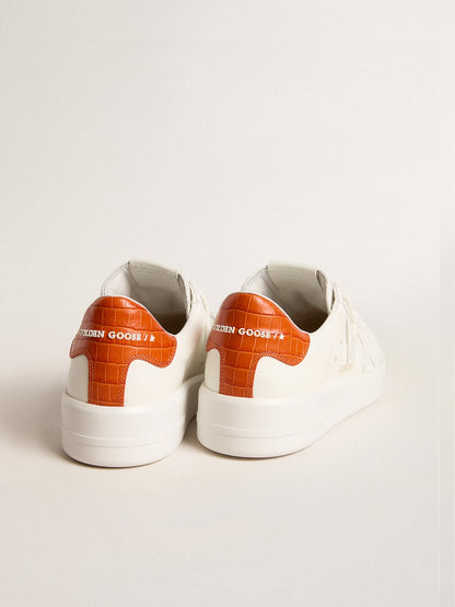 Women’s Purestar with white leather star and orange heel tab - Golden Goose Women